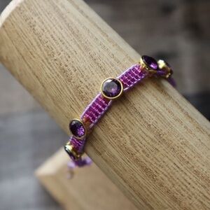 Elegant Purple and Gold Studded gemstone Miyuki Seed Bead Bracelet